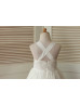 Ivory Cotton Lace Cross Back Flower Girl Dress